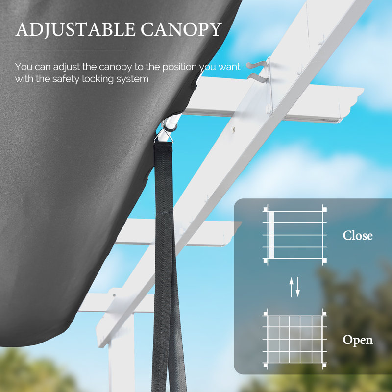 13 Ft. W X 10 Ft. D Aluminum Pergola with Canopy, White/Gray