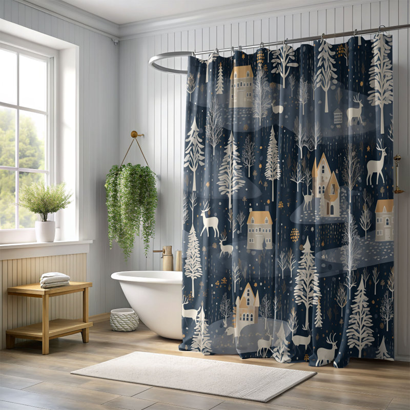 Rideau de douche Classic Yuletide - Premium, H 74 po x l 71 po