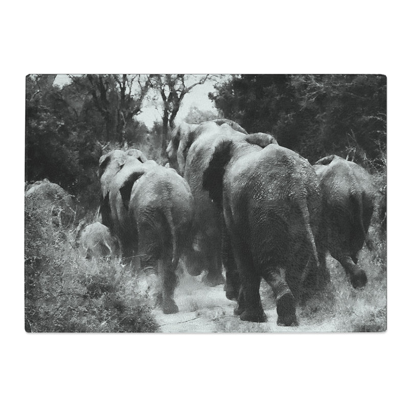 Herd of Elephants Painting Chopping Board, 0.4cm H x 20cm W x 28.5cm L