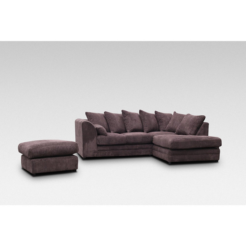 Brierly 5 Seater Corduroy Corner Sofa, Right Hand Facing, Chocolate