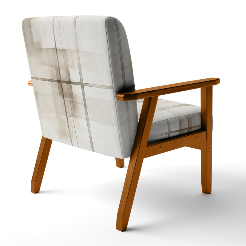 Chaise rembourrée abstraite avec minimalisme minimaliste, Accoudoirs carrés bruns