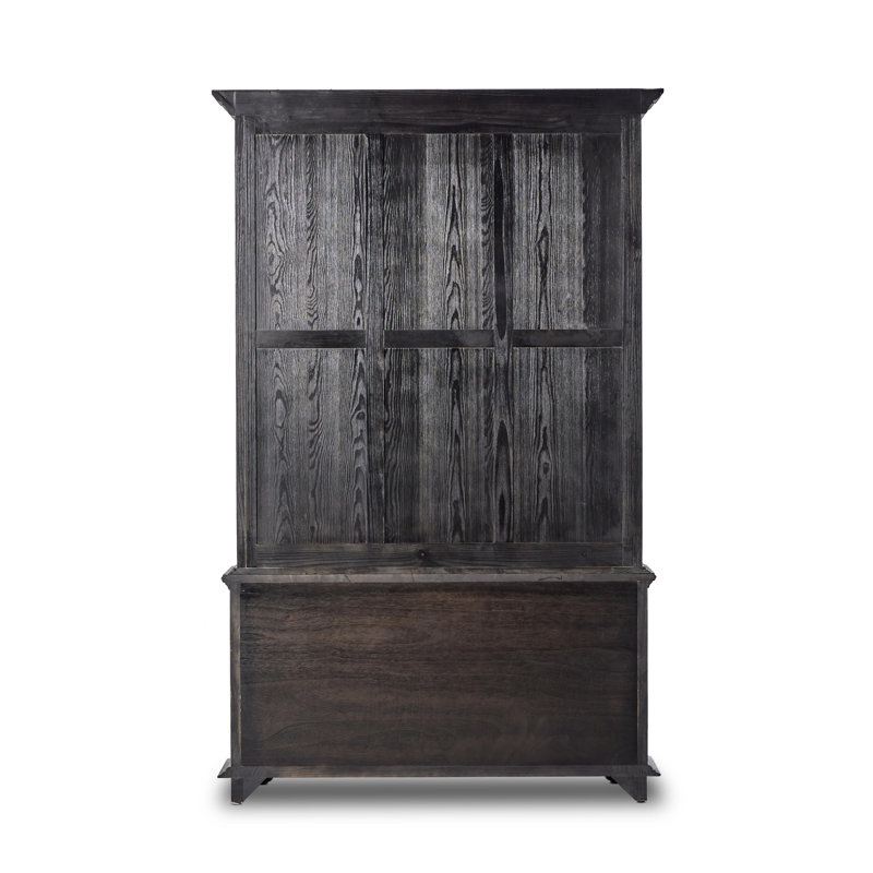 Loami China Cabinet, Distressed Burnt Black Veneer