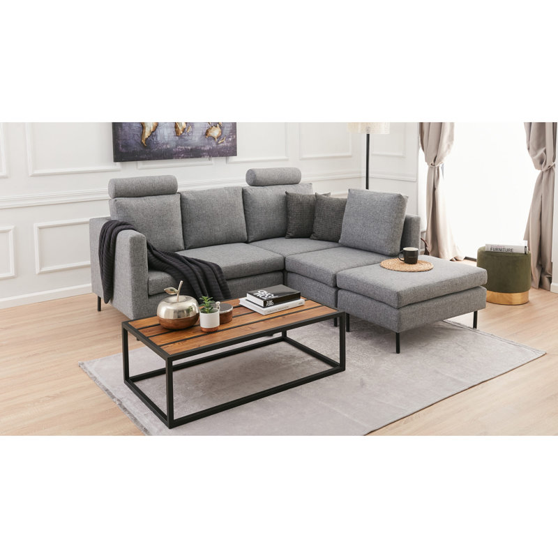 Canapé et méridienne de 47,6 po Hazari, Mélange de polyester gris