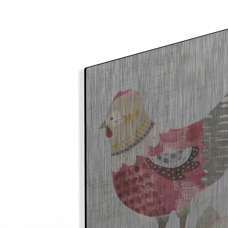 «Patchwork Chickens 4» par Courtney Prahl, art mural en métal, 12 po x 16 po, H 16 po x l 12 po