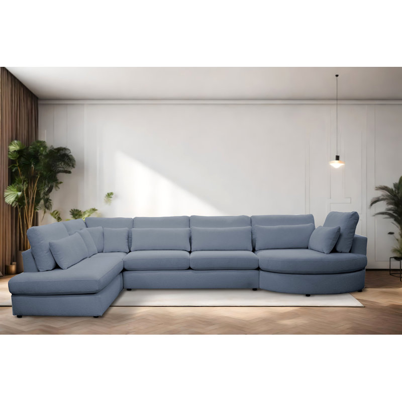 6 Seater Corner Sofa , Blue, Left Hand Facing