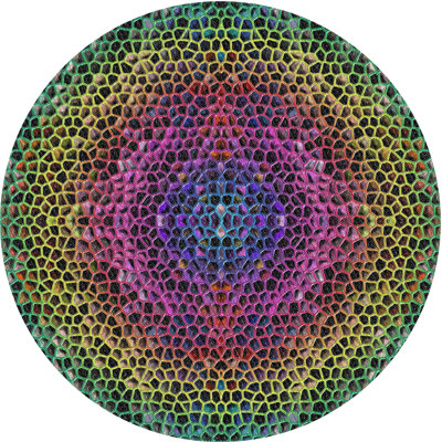 Tapis rose/jaune/vert à motif
