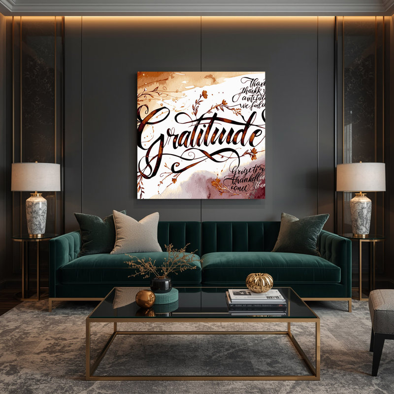 «Thanksgiving Thankfulness citations», art mural sur toile beige, H 8 po x l 8 po