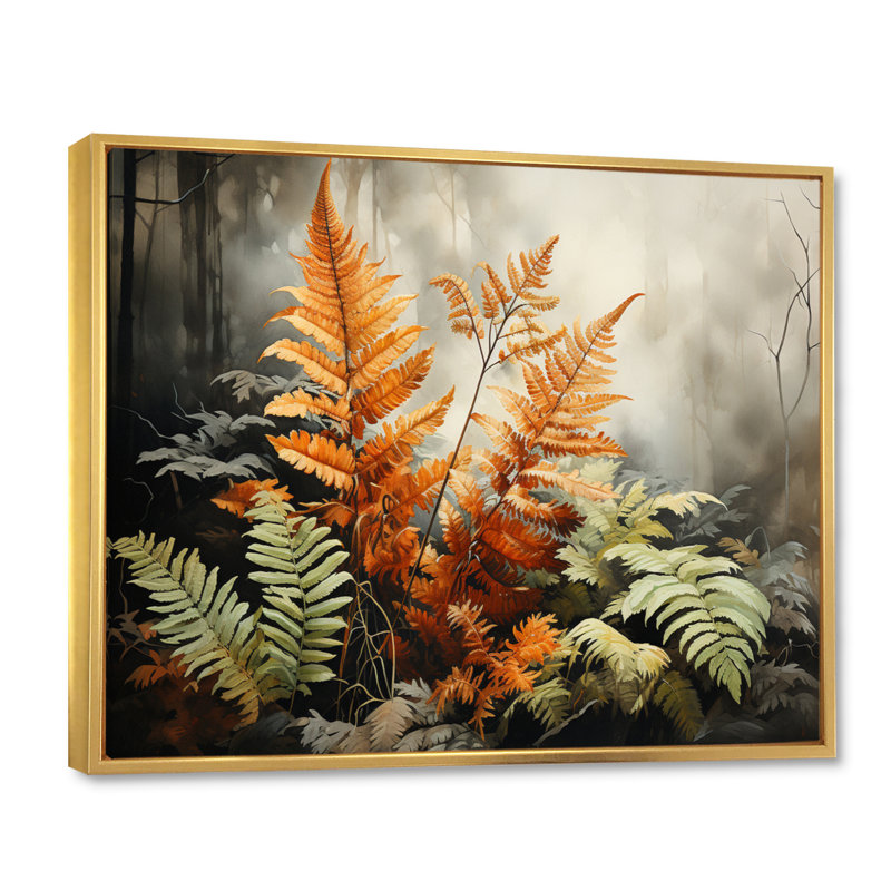 Ferns Amber Reflections - Print, Cadre flottant doré, H 12 po x l 20 po x P 1 po