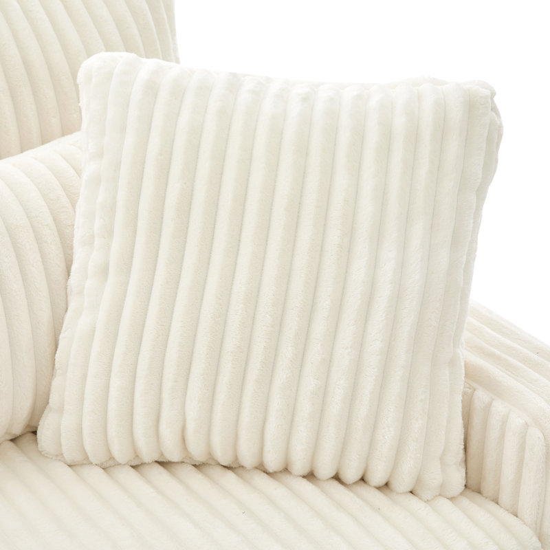Beige revêtu de velours côtelé avec quatre coussins hauts et de style contemporain pour le salon