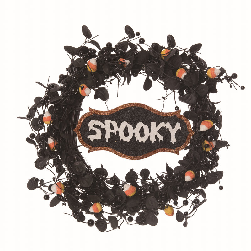 Mini couronne de fleurs 22 po Spooky