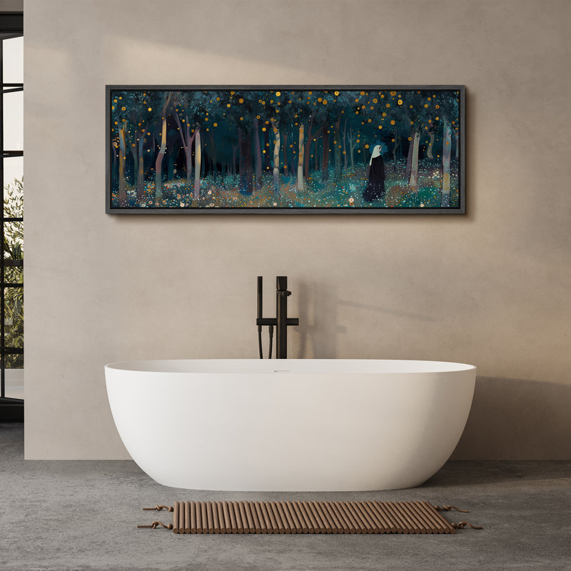 «Moody Night Forest», art mural chambre à coucher bleu marine, impression numérique sur toile giclée sur toile, Noir