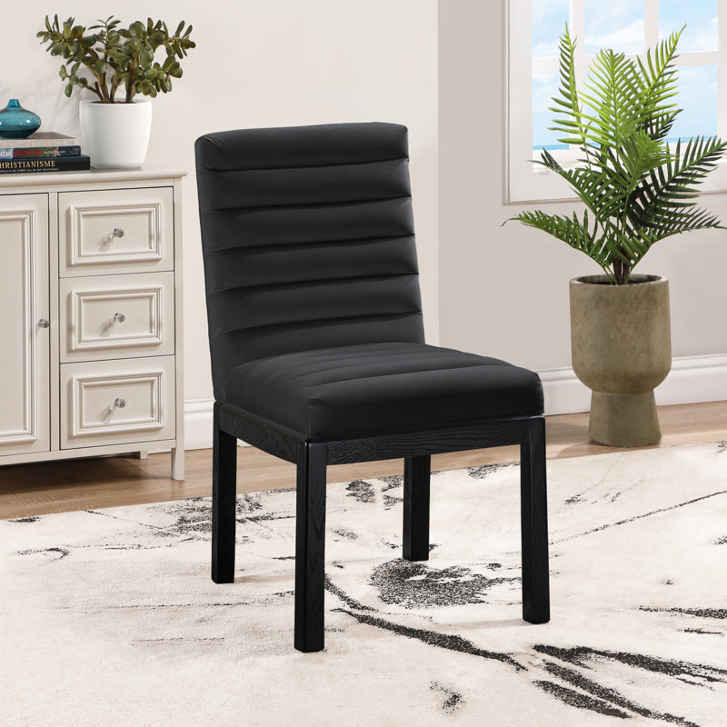 Chaise en velours Evelyn Lametra, Velours noir, Noir