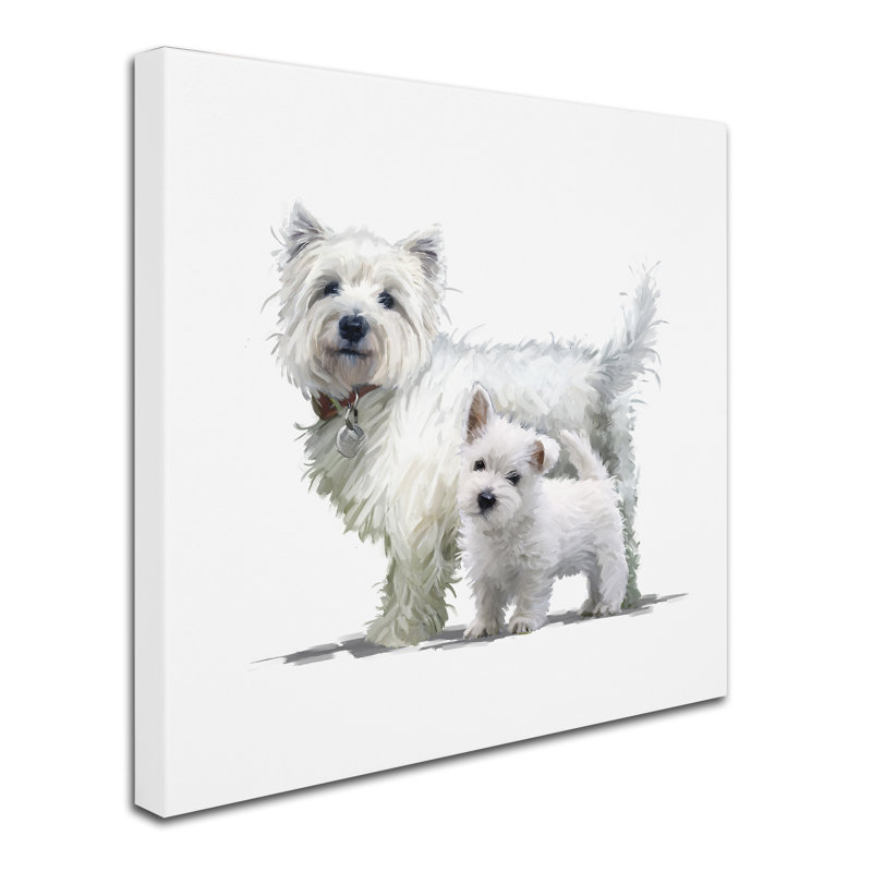 White Canvas Art of West Highland Terriers, 15" x 20"