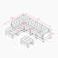 Canapé modulaire de 57 po de large à assise modulaire avec repose-pieds, canapé modulaire, canapé modulaire-608908794-608908795