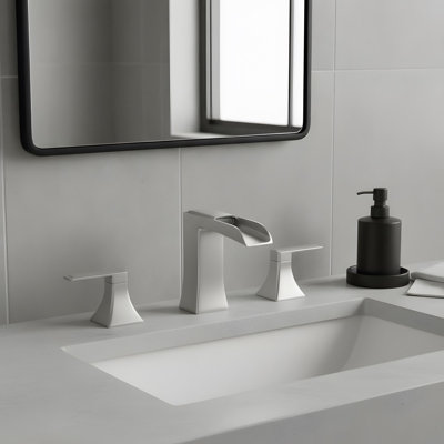Bathroom Sink Faucet with Pop-Up Drain and Double Lever Handle