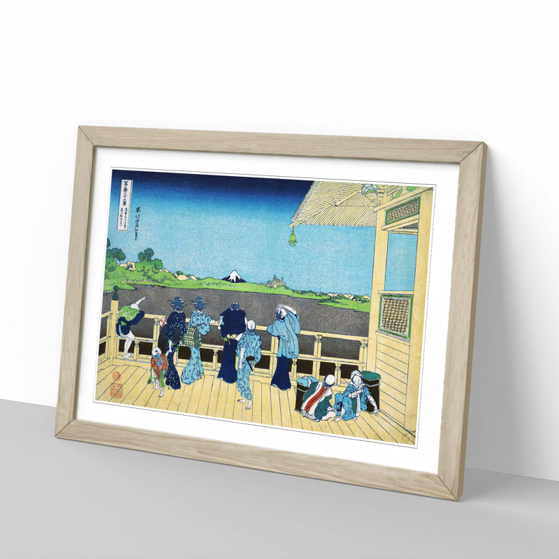View of Mt. Fuji from Sazai Hall by Katsushika Hokusai - Picture Frame Painting Print, Oak Framed, 48cm H x 65cm W x 2cm D