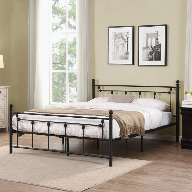 Structure de lit en acier pour grand lit 38,39 po, Noir