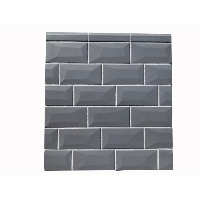 Carreau de mosaïque biseauté 2 "x 4", Gris anthracite