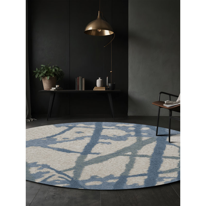 Tapis gris lavable à la machine, Rond 7 pi