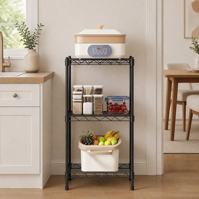 Étagère de rangement polyvalente en métal Petite étagère de rangement à 3 niveaux Étagère en fil métallique Étagères de rangement réglables pour la salle de bain Salle de lavage