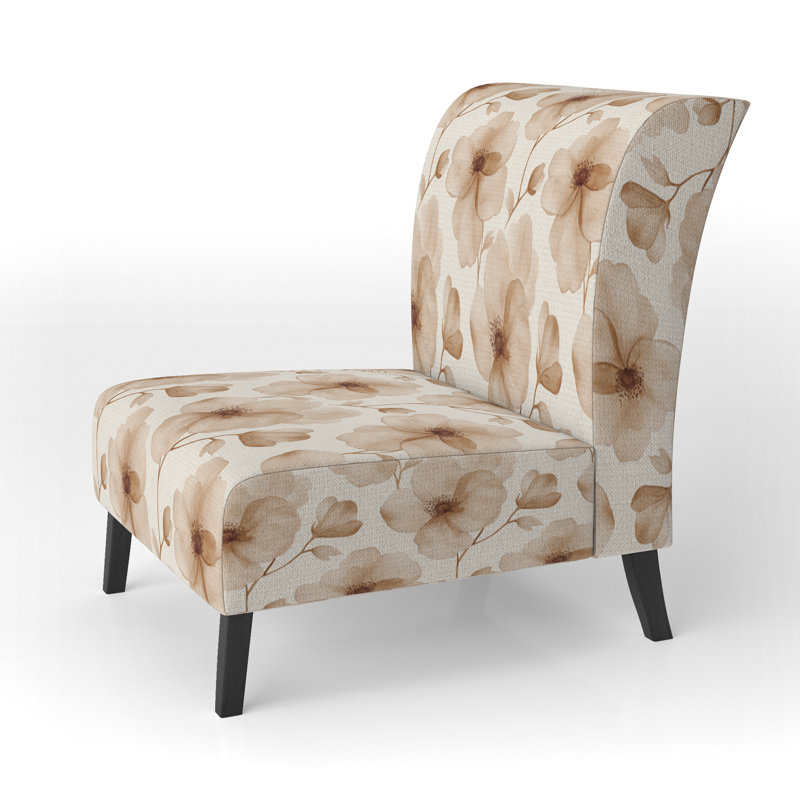 Fauteuil de chambre d'appoint vintage - pétales sépia, Pantoufle sans accoudoirs