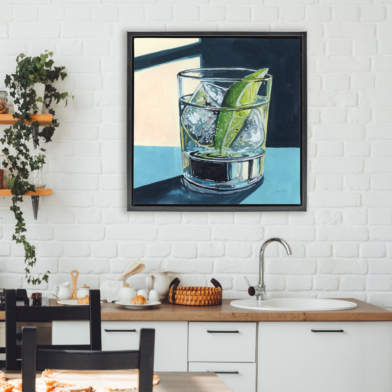 Cadre flottant Strong Gin and Tonic, design par Kate Jarvik Birch, H 25 po x l 25 po, Cadre flottant noir de jais