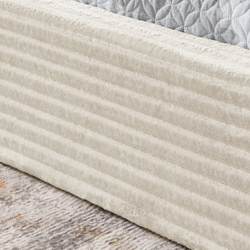 Structure de lit tapissier grand format en velours avec tête de lit courbée, Beige