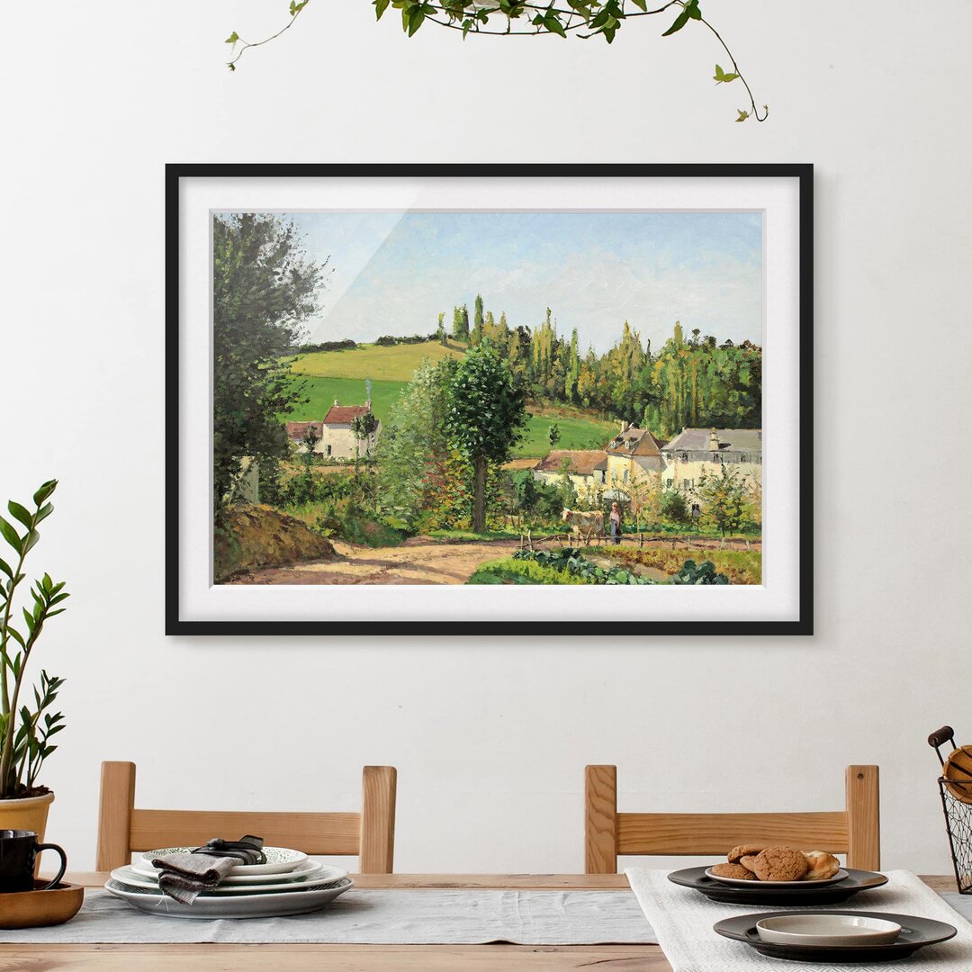 Gerahmtes Poster Small Village von Camille Pissarro