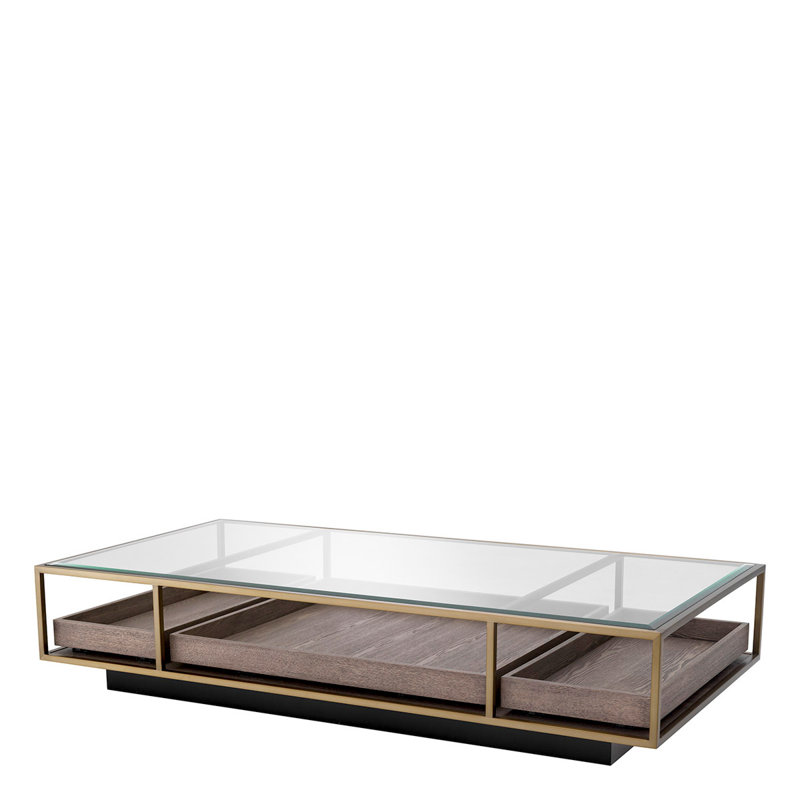Coffee Table Roxton Brushed Brass Finish - Glass