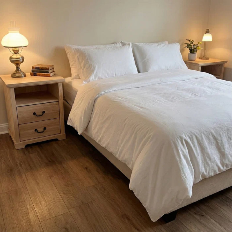 Mobilier de chambre à coucher avec tablette ouverte, Naturel, Ensemble de 2