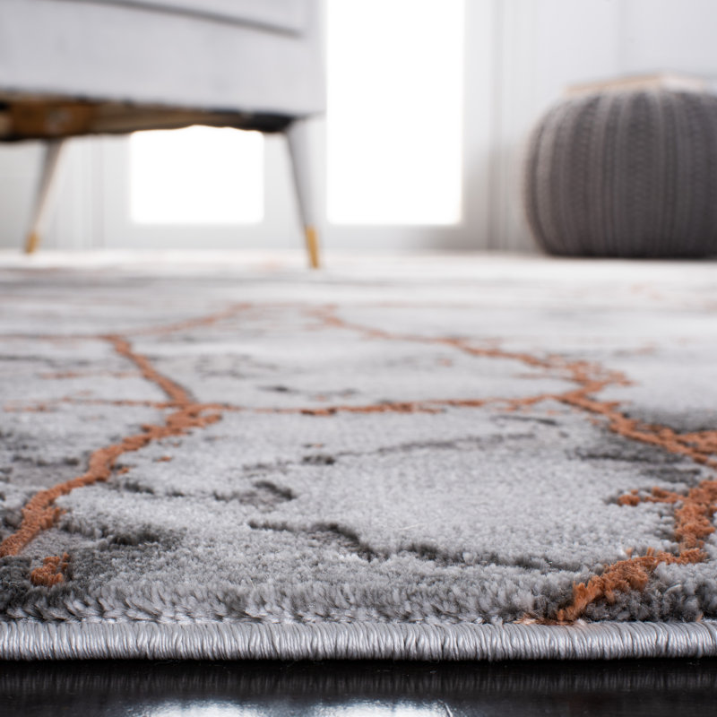 John-Paul Craft Performance Abstract Rug, Rectangle 12' x 15', Grey/Orange