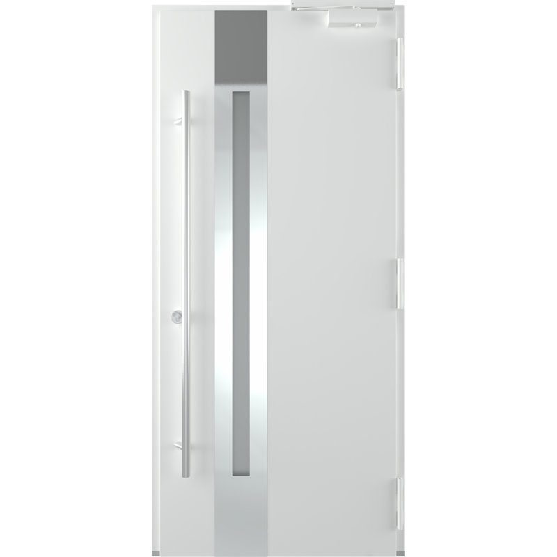 Zephyr Anthracite and Brown Zinc-Galvanized Steel Front Door with Frosted Glass