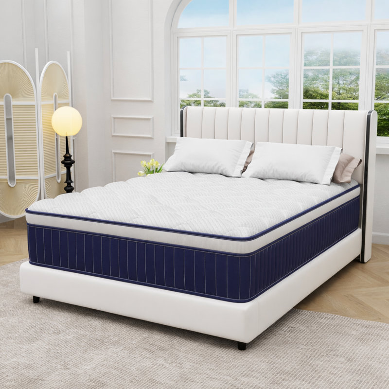 Matelas hybride mi-ferme 10 po avec mousse viscoélastique gélifiée et ressorts ensachés, support de bord, Grand lit