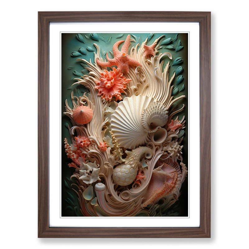 Seashell Symbolism - Framed Print, 34cm H x 25cm W x 2cm D, Walnut