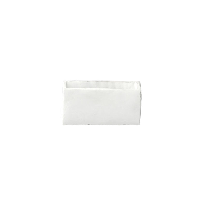 Cement Rectangle Flower Pot Matte Finish White-5.00"H