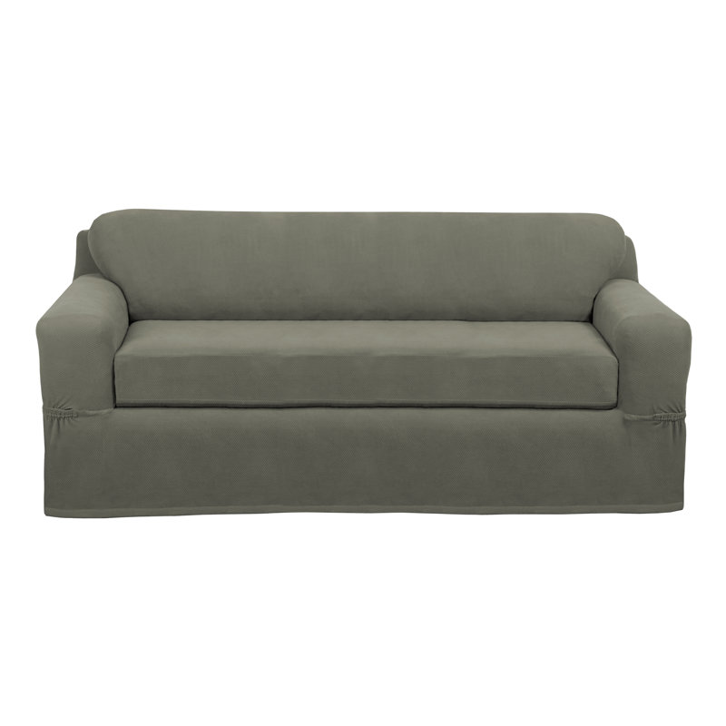 Ultra-Soft Stretch Box Cushion Sofa Slipcover, Dark Olive