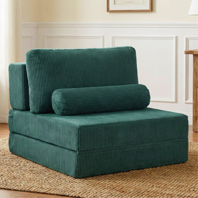 Canapé-lit pliable modulaire PlayCouch pour salon et chambre à coucher avec siège à extension instantanée, confortable et créatif avec siège central, vert.