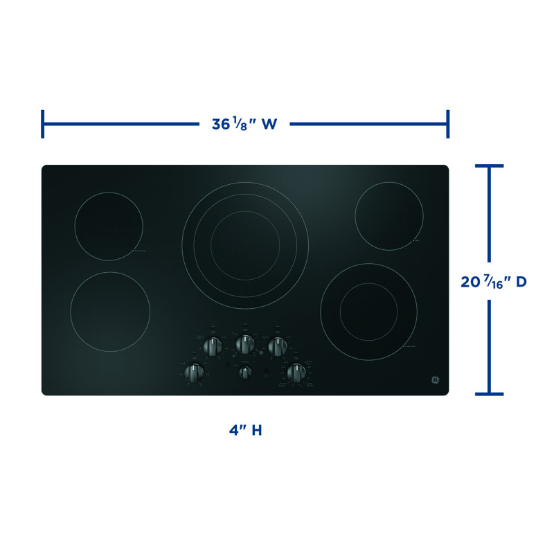 36.13" Black Electric Cooktop with 5 Burners
