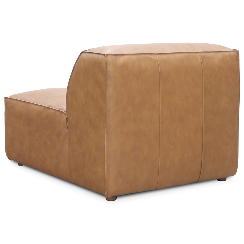 Foley Genuine Leather Slipper Chair, Tan Top Grain Leather