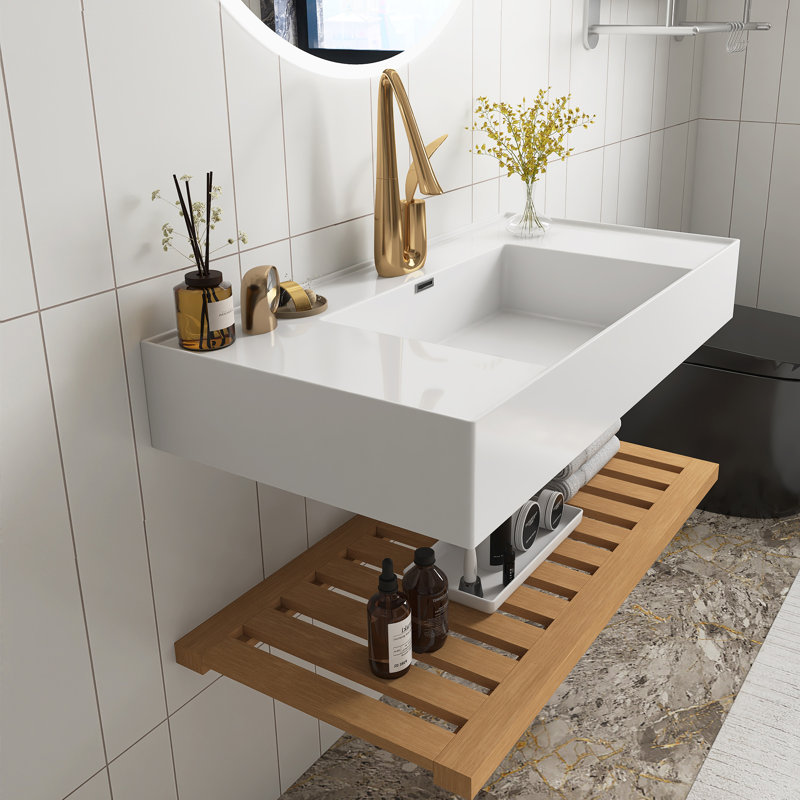 Meuble-lavabo flottant mural 36 po avec lavabo rectangulaire intégré