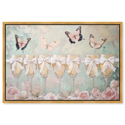 Champagne Mint and Pink Glass Collection Canvas Fashion Wall Art by 