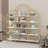 74.8 Inch 5-Tier Office Bookcase With Round Top, X Bar Gold Frame