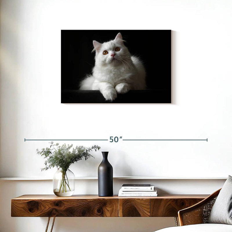 White Persian Cat, 20" H x 30" W