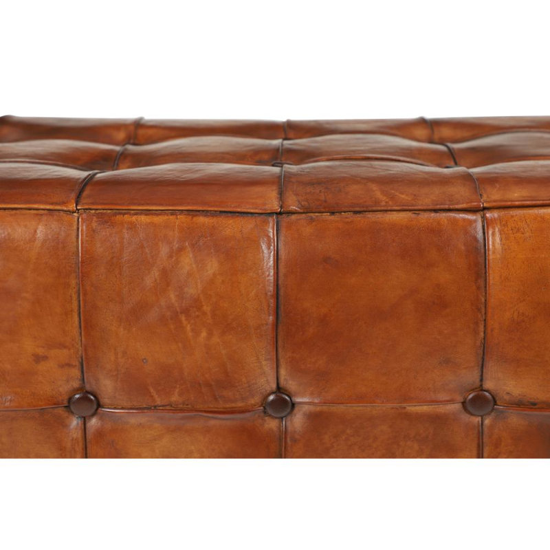 Banc rembourré en cuir, Brun