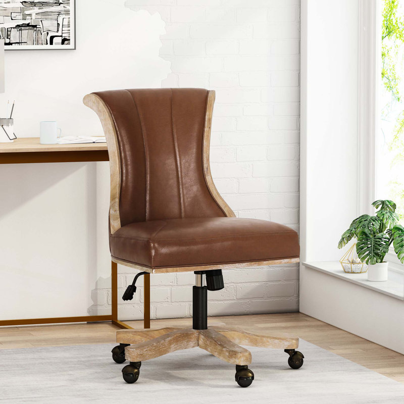 Chaise de bureau pivotante et relevable, Naturel