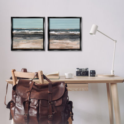 Summer Waves Abstract 2 PC Framed Floater Canvas Set by Ethan Harper
