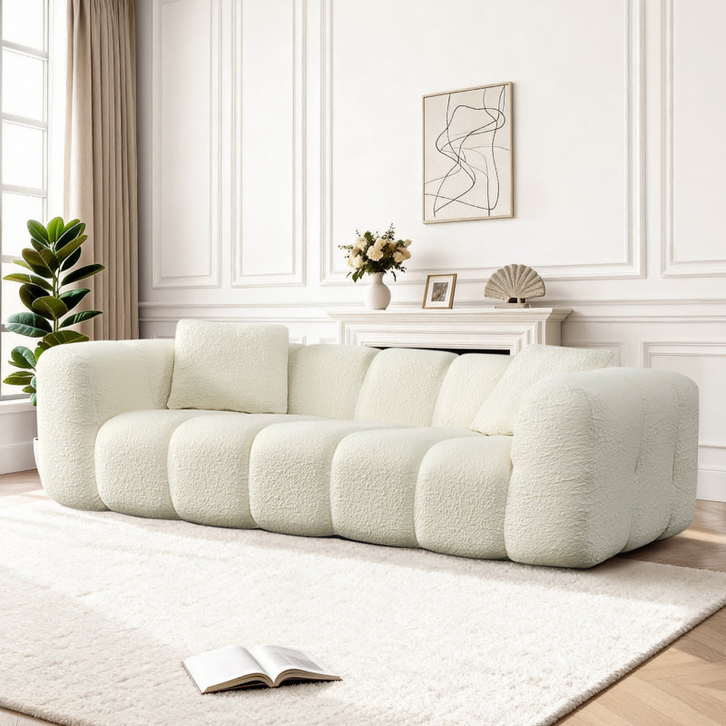 Canapé confortable à accoudoirs à compression 84 po Boneless Athera, Beige