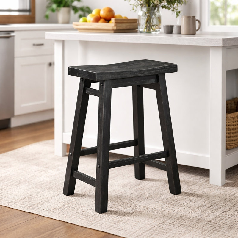 Tabouret Alessandro, Noir patiné, 1, Tabouret de comptoir (siège d'une hauteur de 24 p
