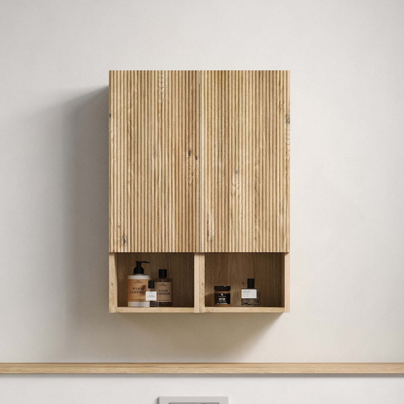 Ensemble de 2 armoires de rangement flottantes pour salle de bain avec rangement ouvert pour petits espaces (largeur de 11,82 pouces * 2)