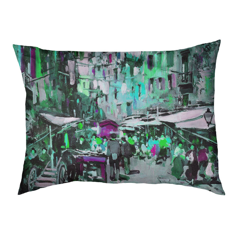 Coussin pour chien Carletta Market in Naples, Moyen (l 42,5 po x P 32,5 po x H 14 po), Bleu/Gris